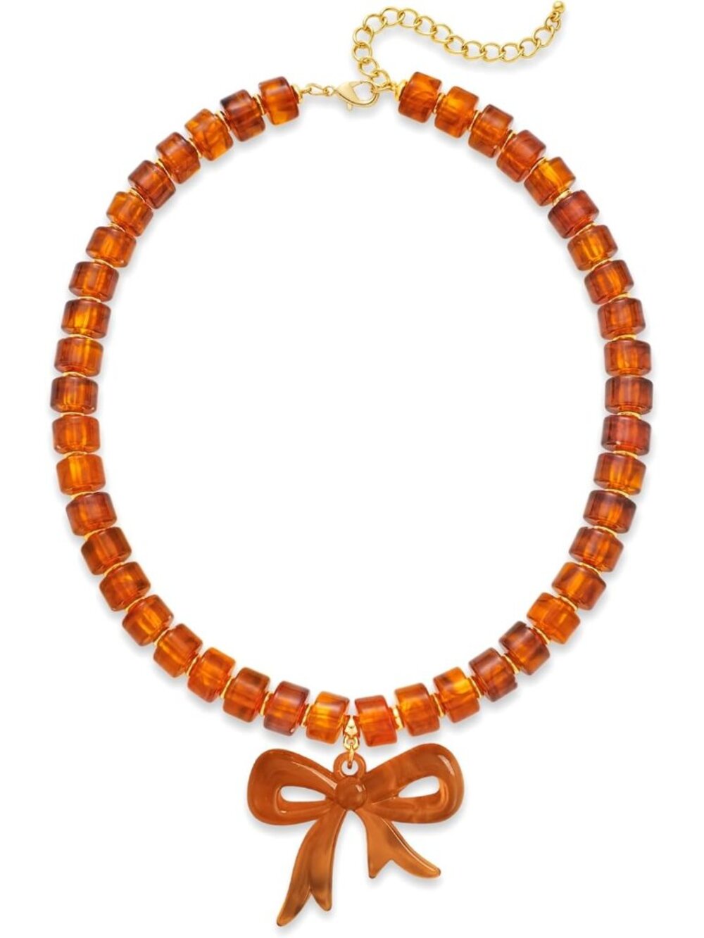 Women's Bow Acrylic Beaded Choker Necklace Chunky Heart Pendant Jewelry